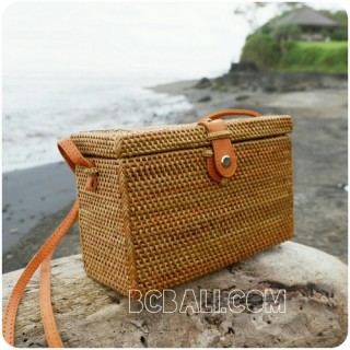 sling women cosmetic bags rattan sequare full handwoven classic design